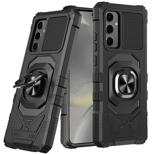 Samsung Galaxy s24 Ultra Robotic Hybrid with Magnetic Ring Stand Case Cover - Black
