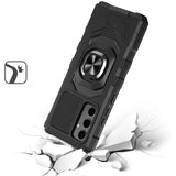 Samsung Galaxy s24 Ultra Robotic Hybrid with Magnetic Ring Stand Case Cover - Black