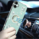 Samsung A06 Splendid Glitter with Diamonds All Around Edges Ring Stand - Teal