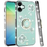 Samsung A06 Splendid Glitter with Diamonds All Around Edges Ring Stand - Teal