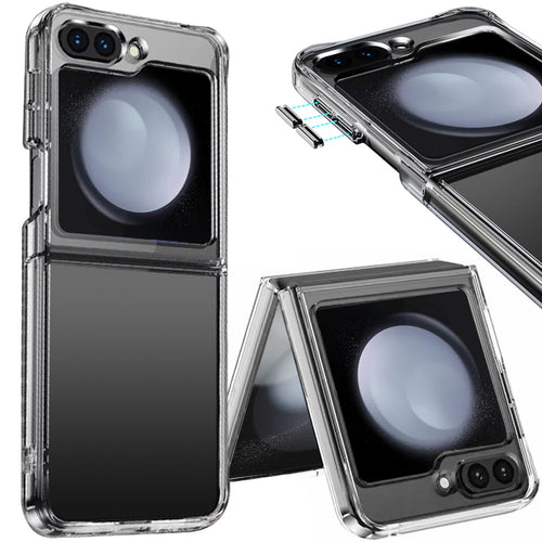 Samsung Z Flip 7FE / Flip 6 PURE CRYSTAL Transparent Thick 2.0mm ShockProof Chromed Buttons Case Cover - Clear