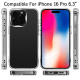iPhone 16 Pro 6.3 inch PURE CRYSTAL Transparent Thick 2.0mm ShockProof Chromed Buttons Case Cover - Clear