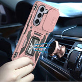 Samsung Z Fold 6 Utter Tough Metal Ring Movable Camera Window Hybrid Case Cover - Rose Gold