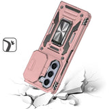 Samsung Z Fold 6 Utter Tough Metal Ring Movable Camera Window Hybrid Case Cover - Rose Gold