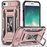 iPhone 16E / SE4 Utter Tough Metal Ring Movable Camera Window Hybrid Case Cover - Rose Gold