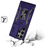 Samsung S25 Ultra Utter Tough Metal Ring Movable Camera Window Hybrid Case Cover - Dark Purple