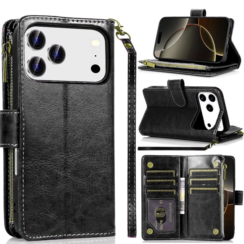 LUXURY JEWEL WALLET CASE FOR IPH 17 PRO BLACK
