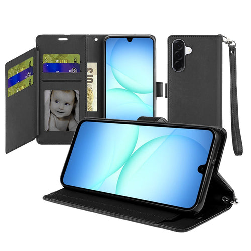 Samsung A17 5G Wallet ID Card Holder Case Cover - Black
