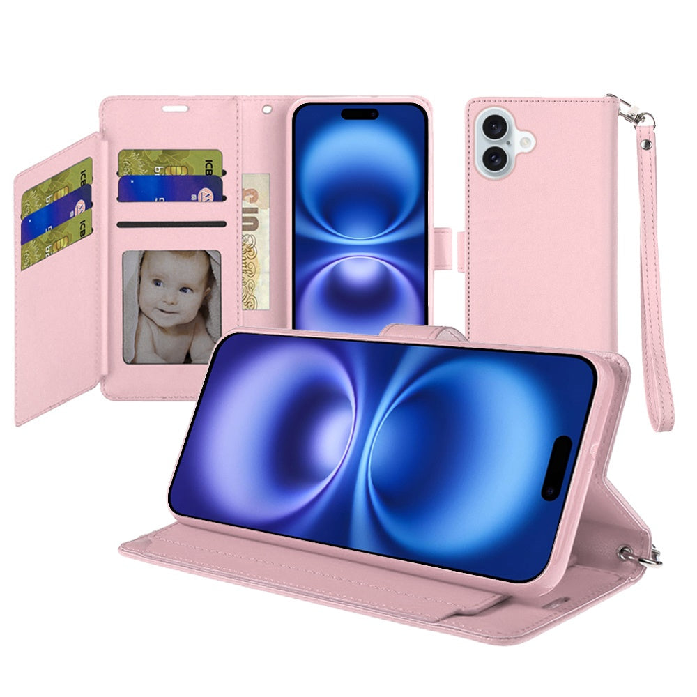 Phone 17 Wallet ID Card Holder Case Cover - Rose Gold