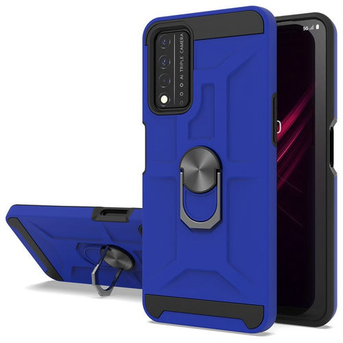 REVVL V PLUS 5G 2021 New Matte Design Brush Case with Ring Stands Blue