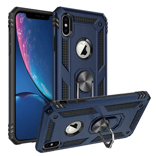 Apple iPhone XR Ring Magnetic Kickstand Hybrid Case Cover - Blue