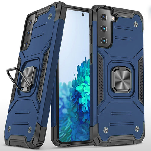 Samsung S22 Robust Magnetic Kickstand Hybrid Case Cover - Blue