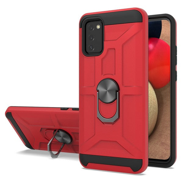 SAMSUNG A02S New Matte Design Brush Case with Ring Stands Red