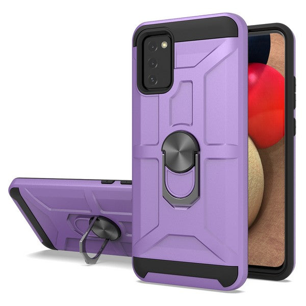 SAMSUNG A02S New Matte Design Brush Case with Ring Stands Purple