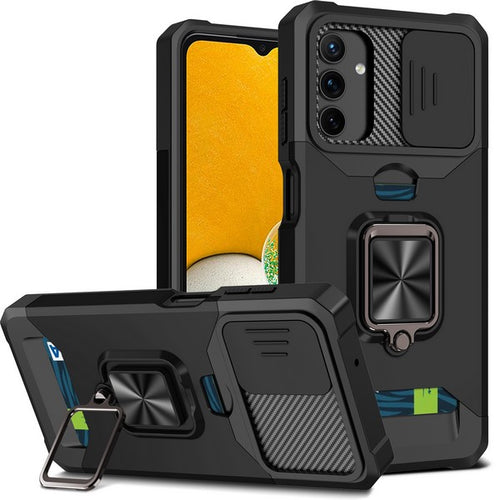 Samsung A03S Magnetic Kickstand W/ Sliding Camera Cover Card Slot