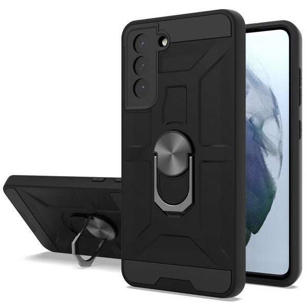 SAMSUNG S21 FE New Matte Design Brush Case with Ring Stands Black