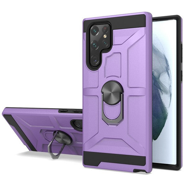SAMSUNG S22 ULTRA New Matte Design Brush Case with Ring Stands Purple