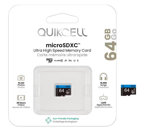 QUICKCELL 64GB MICRO SD MEMORY CARD