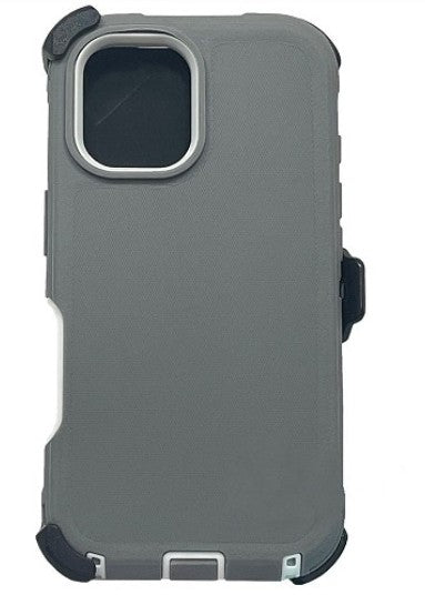 iPhone 17 Rugged Armor with Belt Clip Holster - Gray