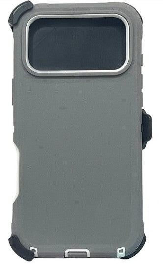iPhone 17 Pro Max Rugged Armor with Belt Clip Holster - Gray