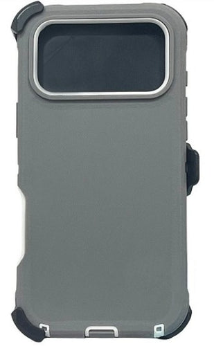 iPhone 17 Pro Max Rugged Armor with Belt Clip Holster - Gray