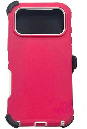 iPhone 17 Pro Max Rugged Armor with Belt Clip Holster - Pink