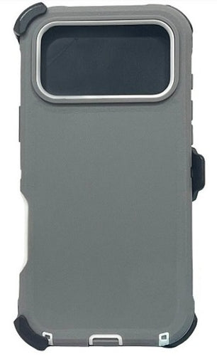 iPhone 17 Pro Rugged Armor with Belt Clip Holster - Gray
