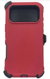 iPhone 17 Pro Rugged Armor with Belt Clip Holster - Red/Black