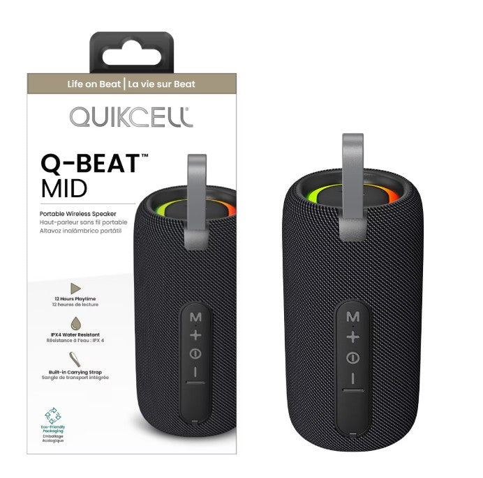 Quikcell Portable Wireless Speaker - 6.7" Black