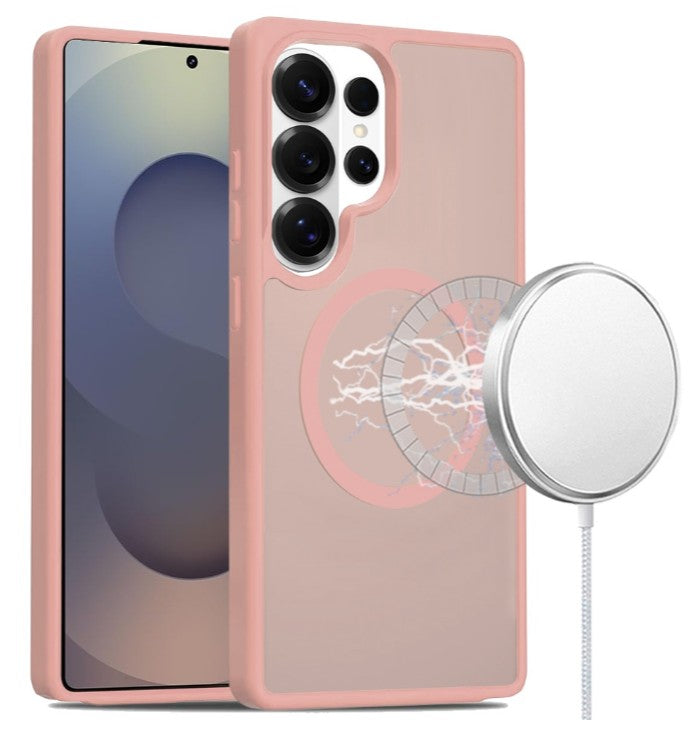 Samsung S26 Ultra [Magnetic Circle] Smooth Safe Matte Feel Hybrid Case - Light Pink