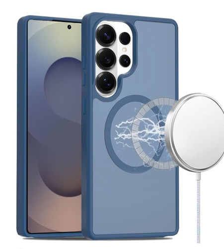 Samsung S26 Ultra [Magnetic Circle] Smooth Safe Matte Feel Hybrid Case - Navy Blue