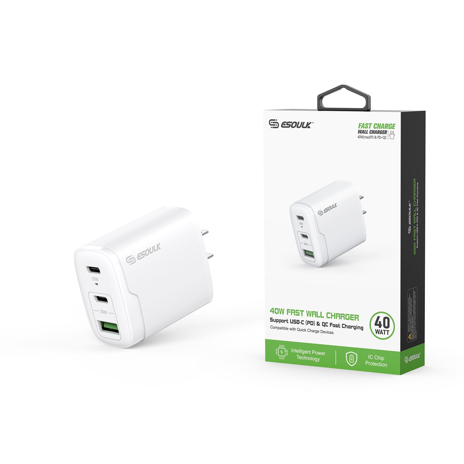 40W Dual PD+QC Fast Wall Charger (12/48)