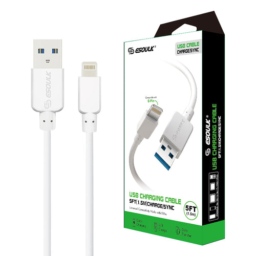 Esoulk 5FT Round Cable For 8Pin (12/96)  EC30P-IP-WH