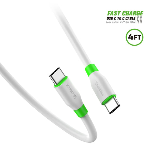 ESOULK EC33P-CC 4FT TYPE C TO TYPE C USB CABLE-WHITE