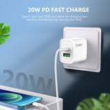 20W PD/QC Wall Charger & 5FT Cable for C to 8pin (12/48)