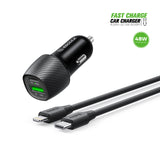 48W PD&QC Car Charger +3Ft USB-C To 8Pin Cable (12/48)