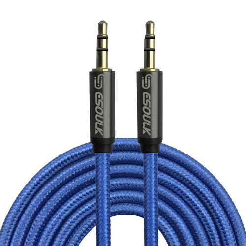 3M [10ft] Nylon Fabric Tangle-Free Male To Male 3.5mm Auxiliary Cable