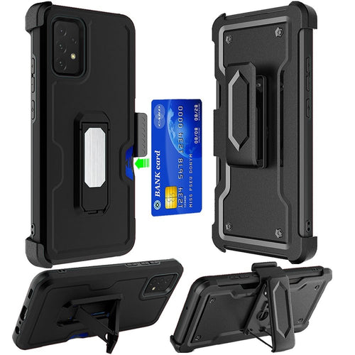 Galaxy A52 CARD Holster with Kickstand Clip Hybrid Case