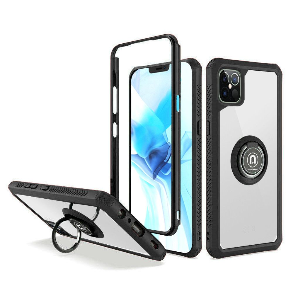 Transparent Magnetic Ring Kickstand Case For iPhone 12 Pro (2 Colors)