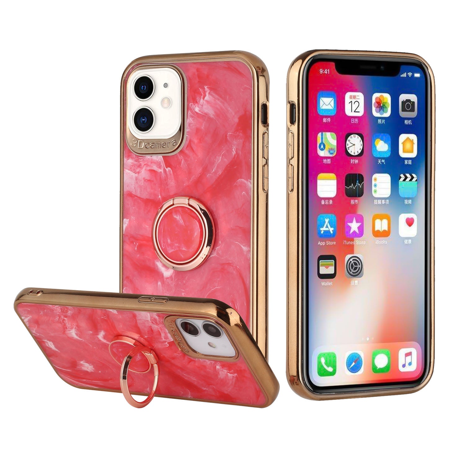 Marble TPU Design with Ring Stand Case for 11