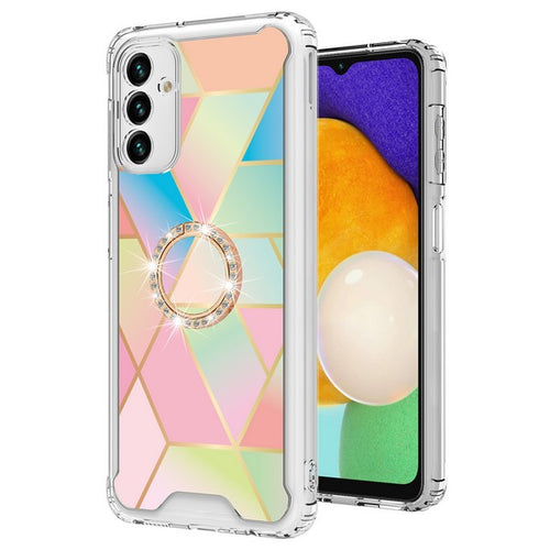 Image Case with Magnetic Ring Holder for Galaxy A13 - Pastel Plaid